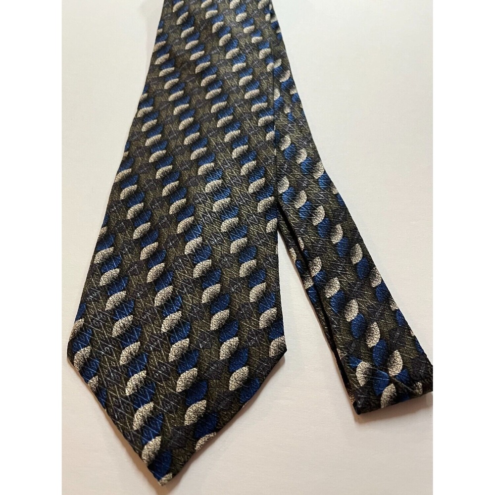 Men's Accessory Tie Necktie Geoffrey Beene Silk Blue Gray Charcoal Abstract‎